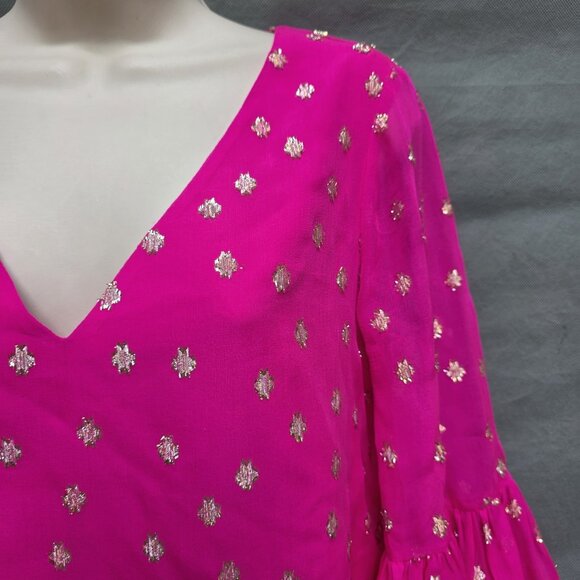 Lilly Pulitzer 29915 Caroline Tunic Dress Starry Chiffon Pinata Pink Size 4 - Picture 4 of 5